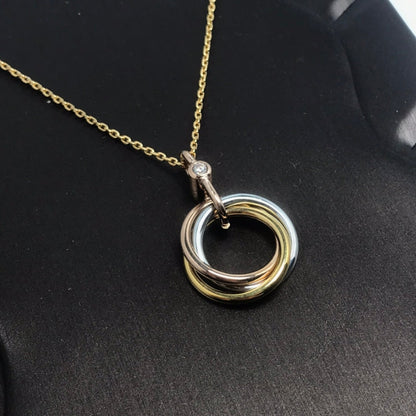 [⭐Clover Jewelry]TRINITY SILVER GOLD PINK GOLD NECKLACE