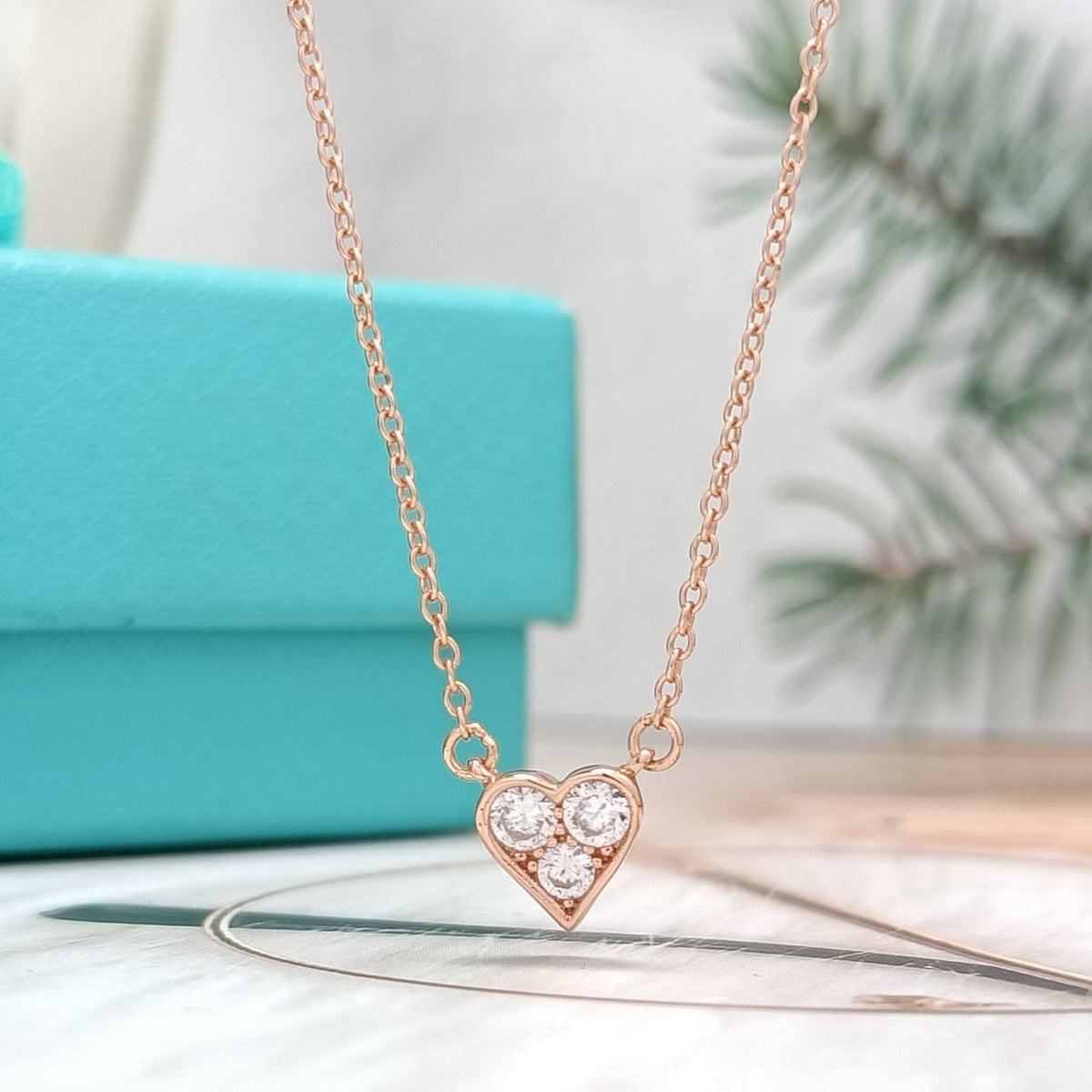 [Clover Jewelry]HEART 3 DIAMONDS PEDANT NECKLACE