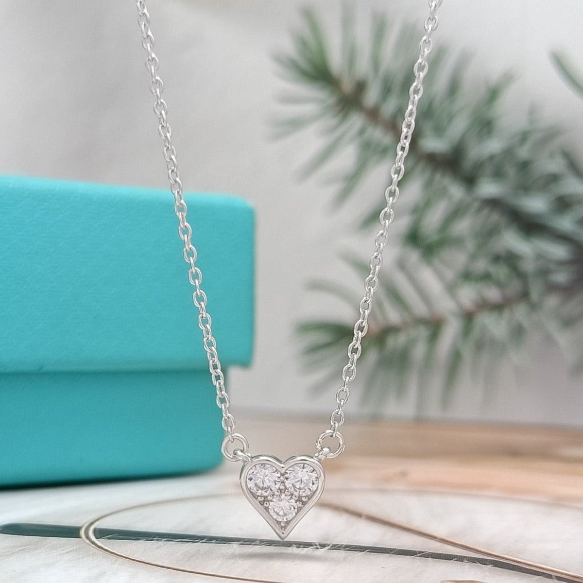 [Clover Jewelry]HEART 3 DIAMONDS PEDANT NECKLACE
