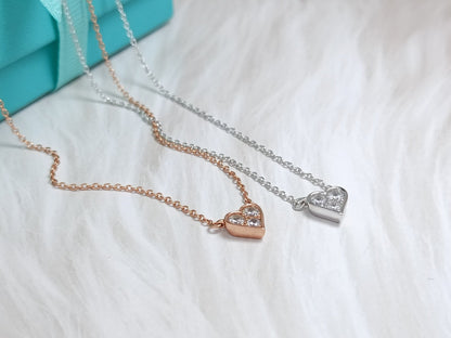 [Clover Jewelry]HEART 3 DIAMONDS PEDANT NECKLACE