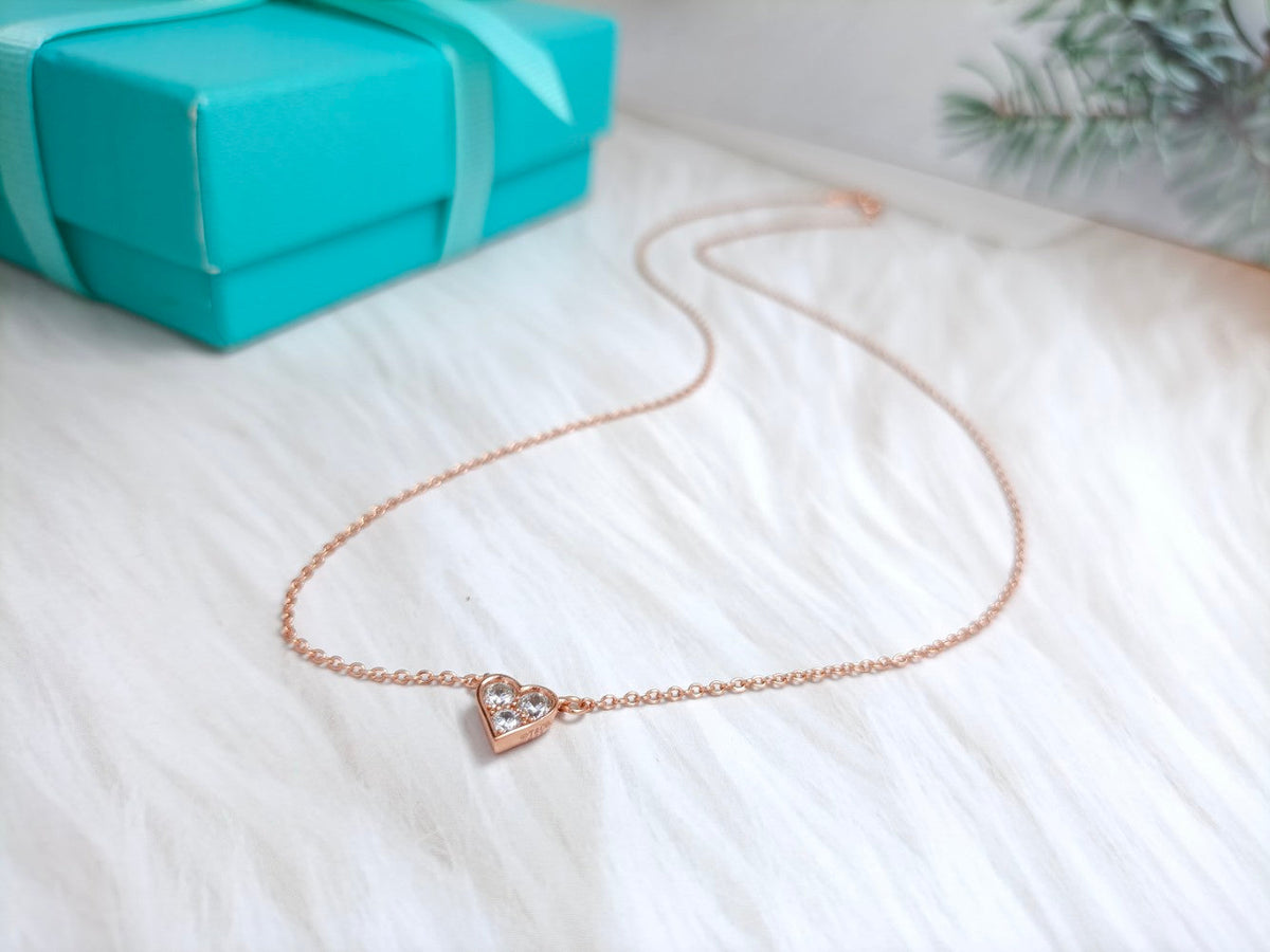 [Clover Jewelry]HEART 3 DIAMONDS PEDANT NECKLACE