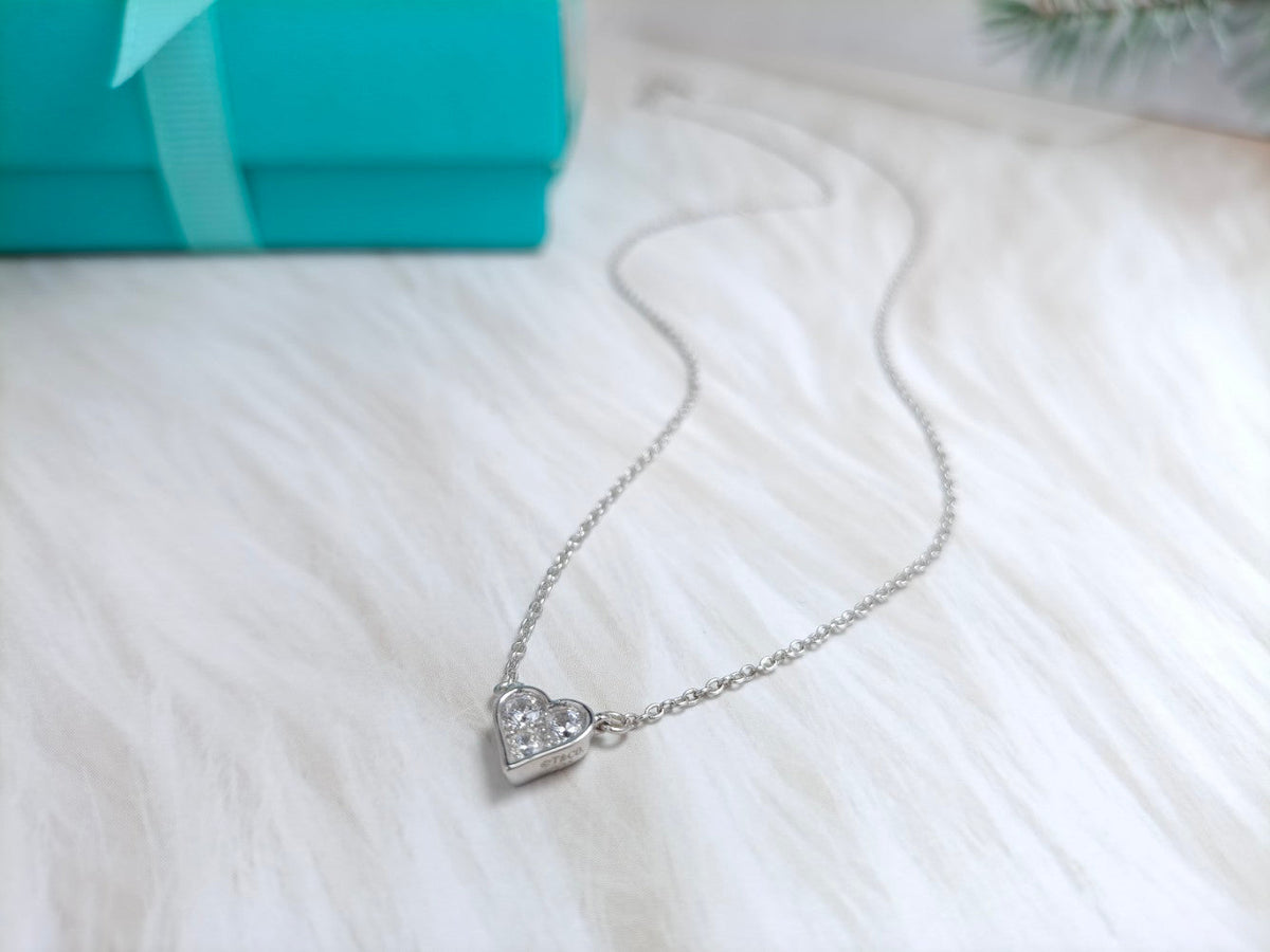[Clover Jewelry]HEART 3 DIAMONDS PEDANT NECKLACE