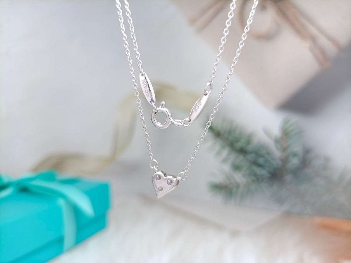 [Clover Jewelry]HEART 3 DIAMONDS PEDANT NECKLACE
