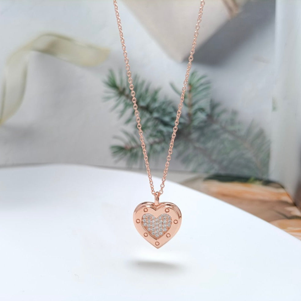 [Clover Jewelry]HEART DIAMONDS PEDANT NECKLACE