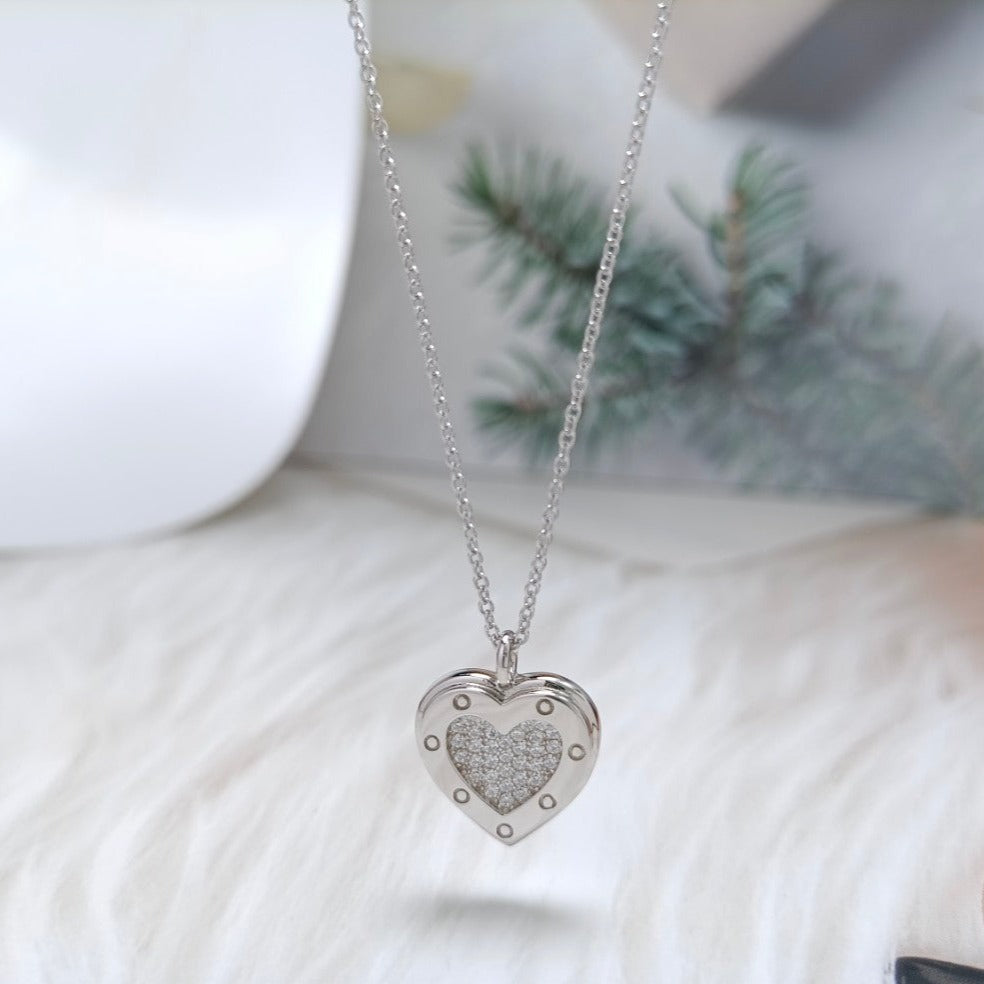 [Clover Jewelry]HEART DIAMONDS PEDANT NECKLACE