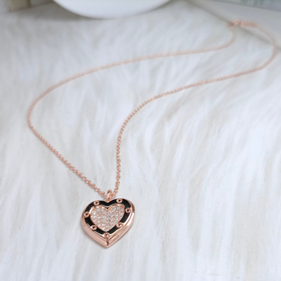 [Clover Jewelry]HEART DIAMONDS PEDANT NECKLACE