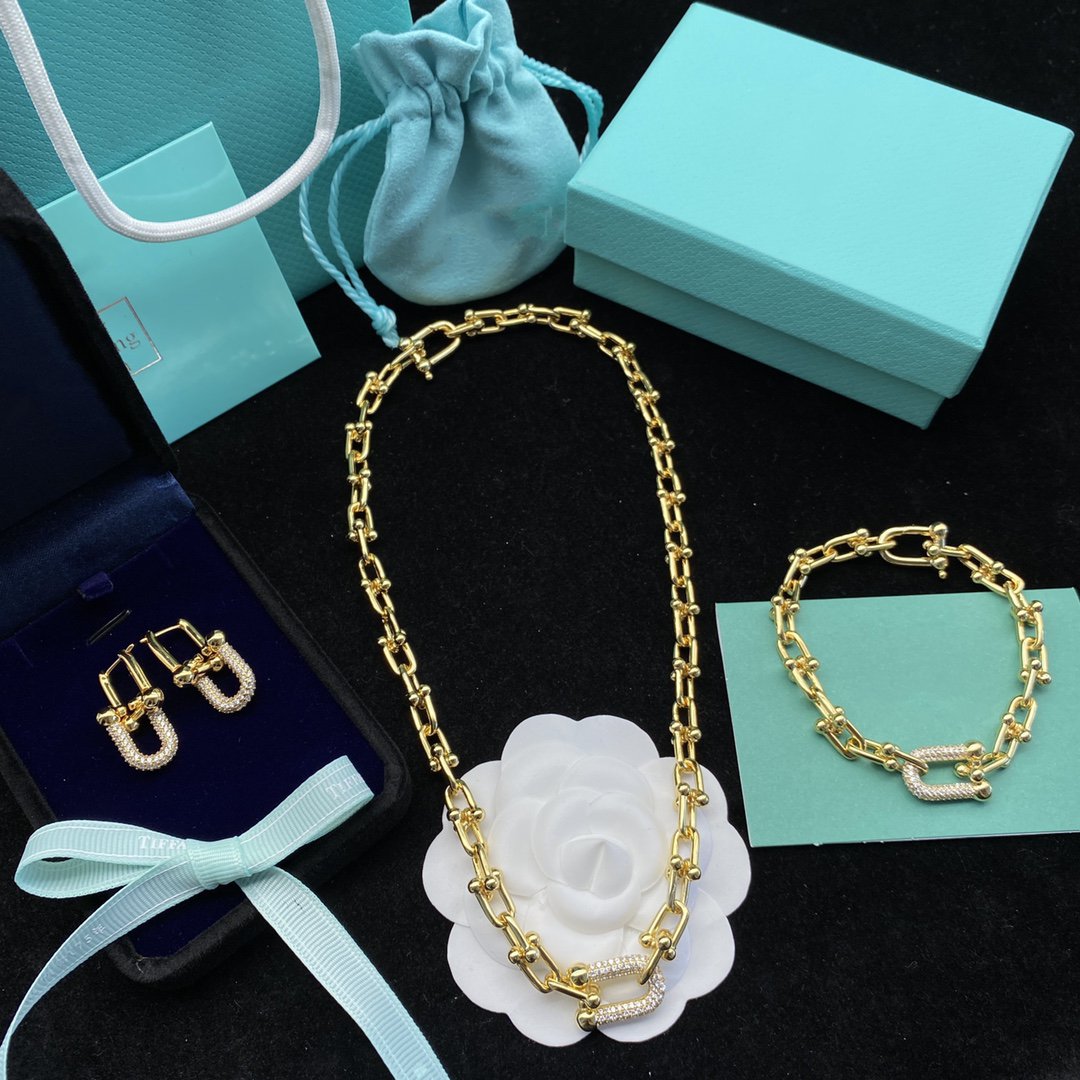 [Clover Jewelry]HARDWEAR LINK DIAMOND GOLD EARRINGS