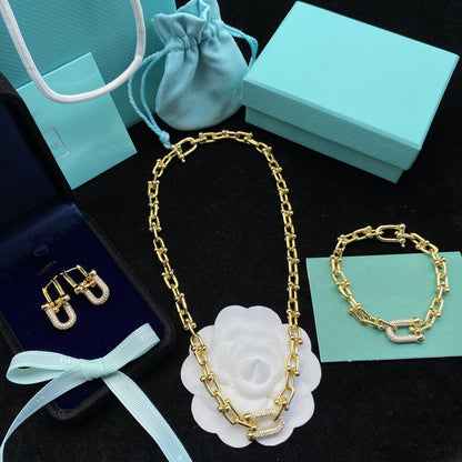 [Clover Jewelry]HARDWEAR LINK DIAMOND GOLD EARRINGS