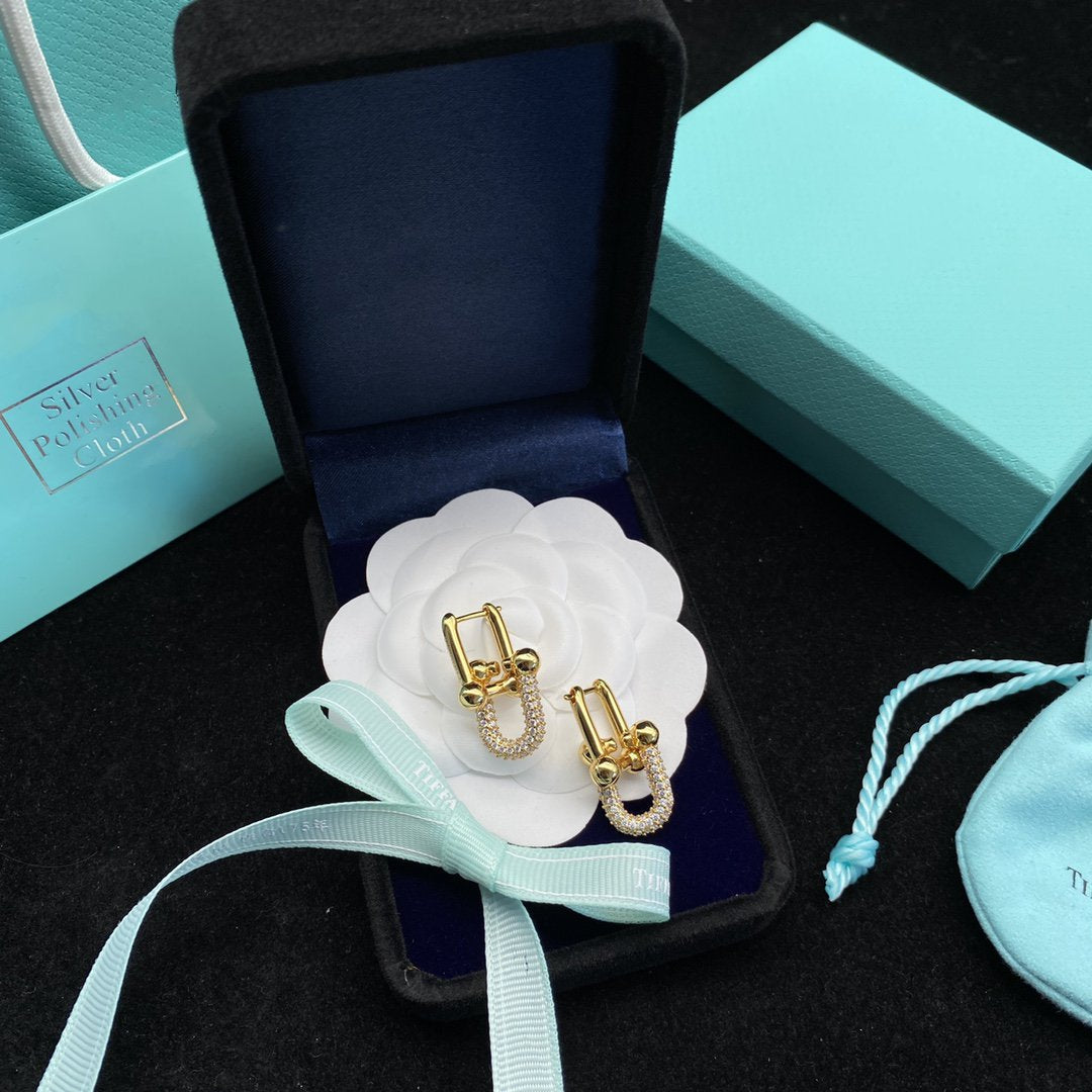 [Clover Jewelry]HARDWEAR LINK DIAMOND GOLD EARRINGS