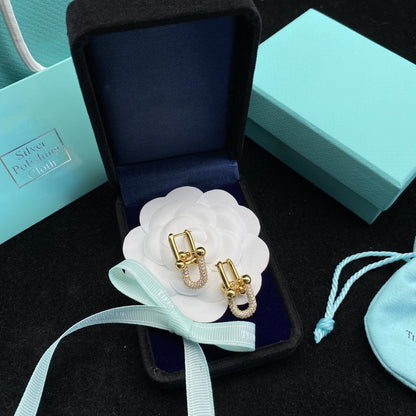 [Clover Jewelry]HARDWEAR LINK DIAMOND GOLD EARRINGS