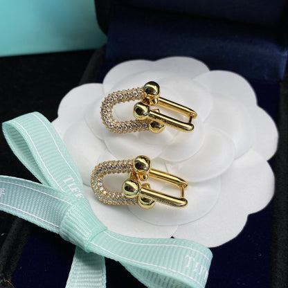 [Clover Jewelry]HARDWEAR LINK DIAMOND GOLD EARRINGS