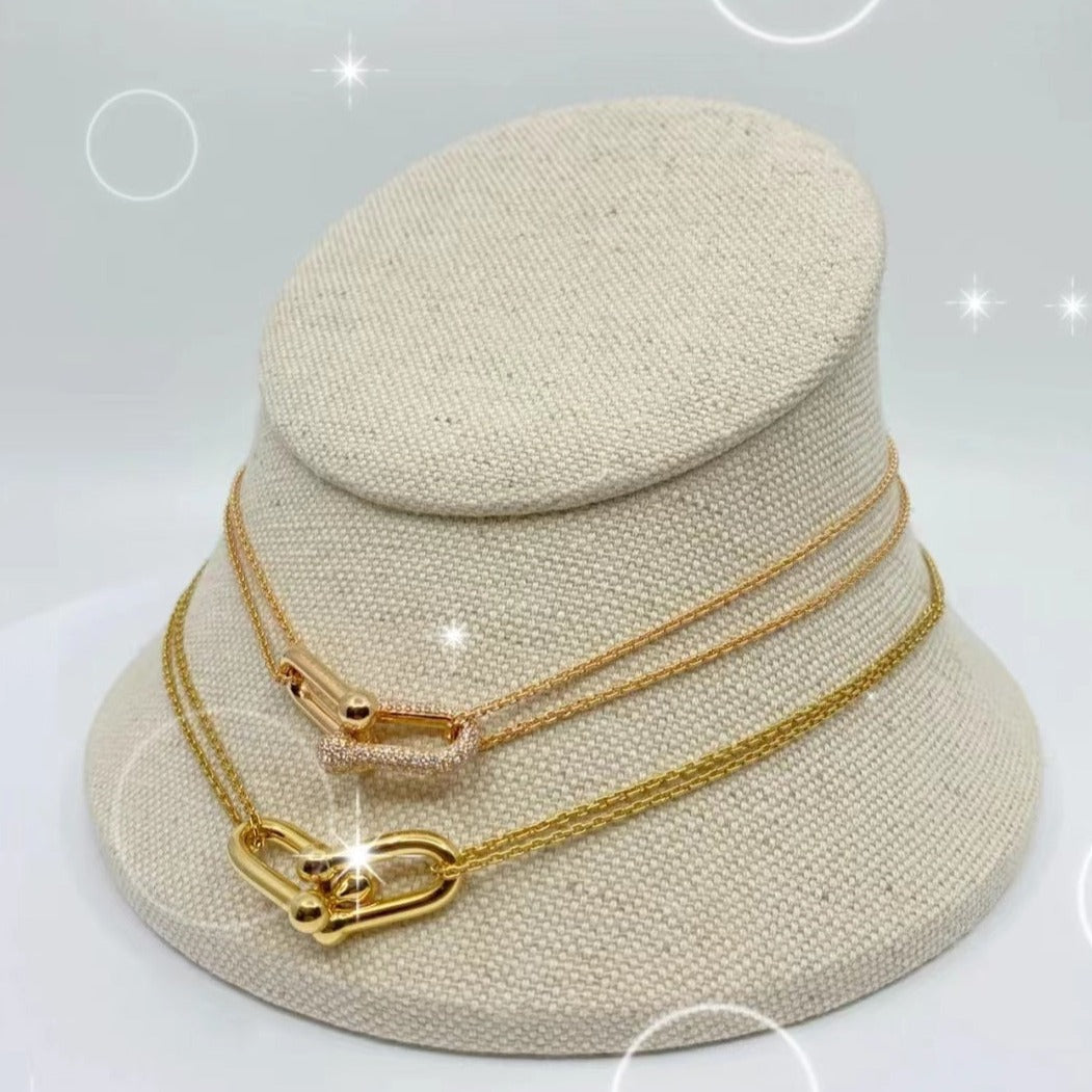 [Clover Jewelry]HARDWEAR GOLD DOUBLE LINK NECKLACE