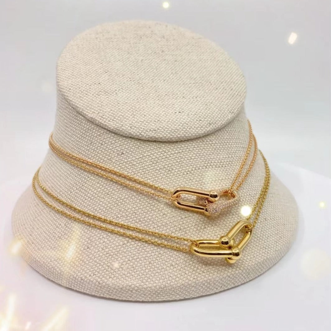 [Clover Jewelry]HARDWEAR GOLD DOUBLE LINK NECKLACE