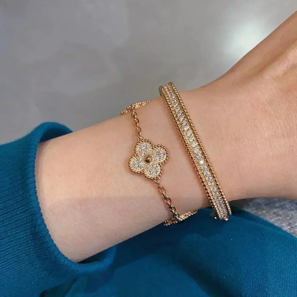[⭐Clover Jewelry] CLOVER 5 MOTIF FULL DIAMOND BRACELET COLLECTION