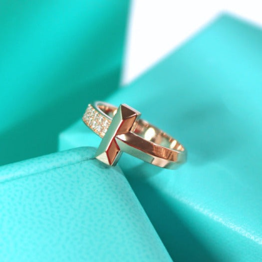 [Clover Jewelry]T1 NARROW DIAMOND PINK GOLD RING