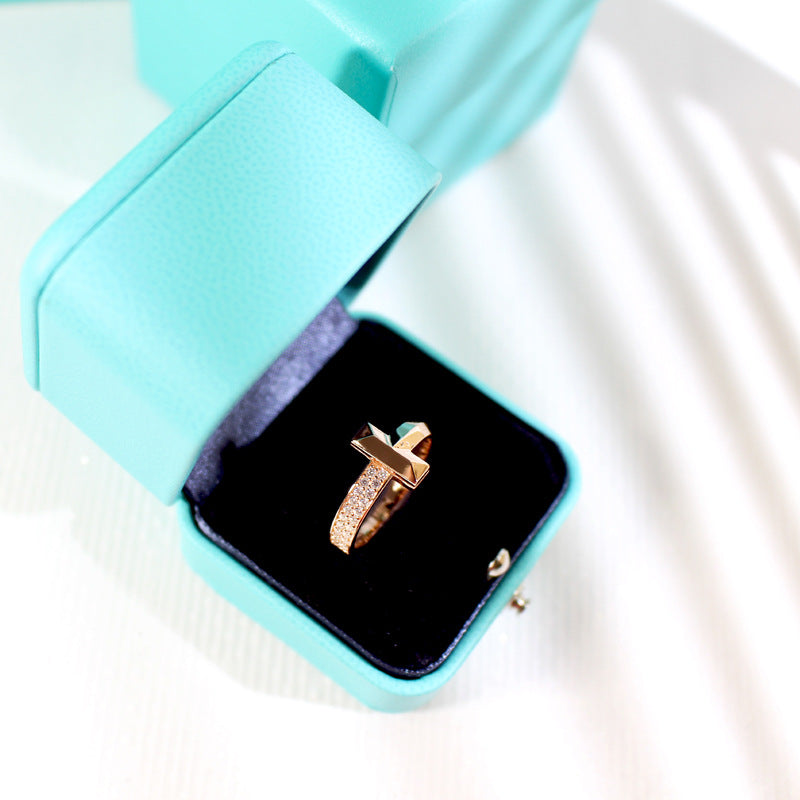 [Clover Jewelry]T1 NARROW DIAMOND PINK GOLD RING