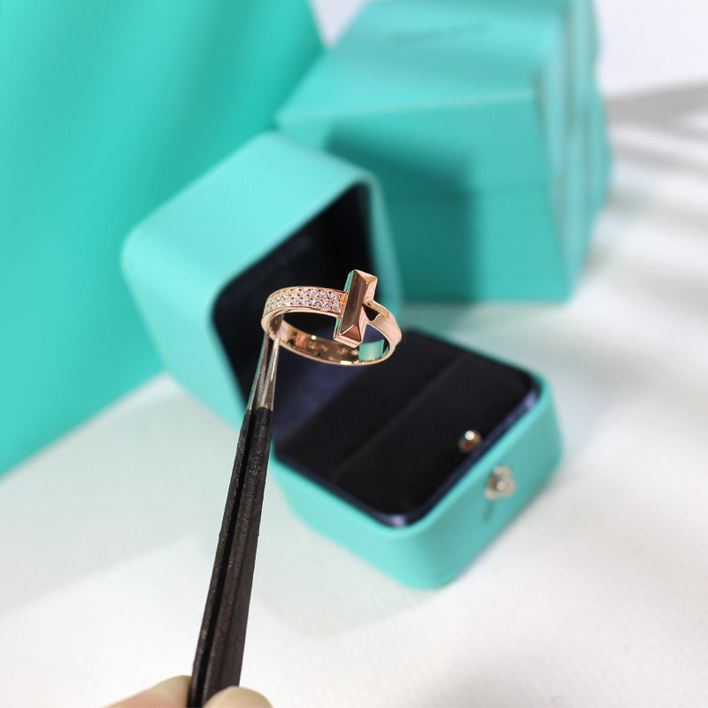 [Clover Jewelry]T1 NARROW DIAMOND PINK GOLD RING
