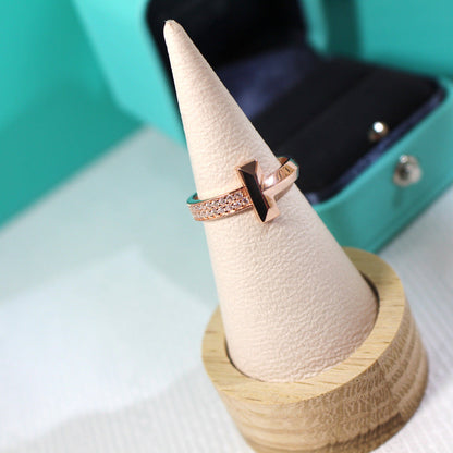 [Clover Jewelry]T1 NARROW DIAMOND PINK GOLD RING