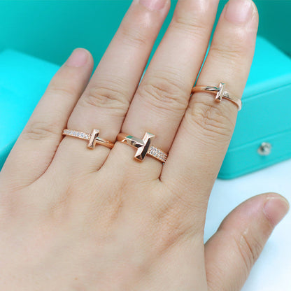 [Clover Jewelry]T1 NARROW DIAMOND PINK GOLD RING