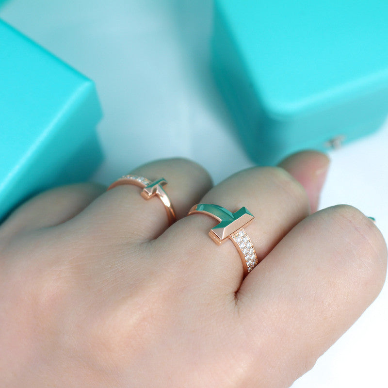 [Clover Jewelry]T1 NARROW DIAMOND PINK GOLD RING