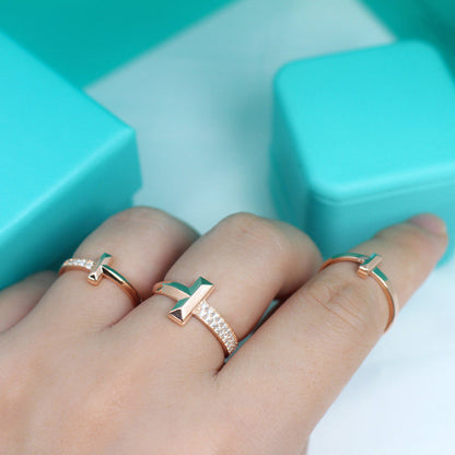 [Clover Jewelry]T1 NARROW DIAMOND PINK GOLD RING
