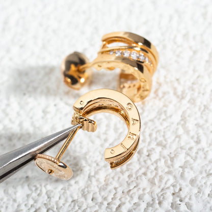 [⭐Clover Jewelry]ZERO 1 PINK GOLD DIAMONDS EARRINGS
