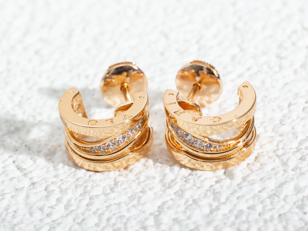 [⭐Clover Jewelry]ZERO 1 PINK GOLD DIAMONDS EARRINGS