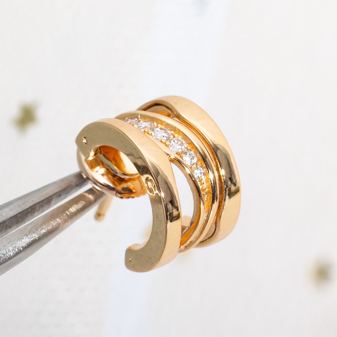 [⭐Clover Jewelry]ZERO 1 PINK GOLD DIAMONDS EARRINGS