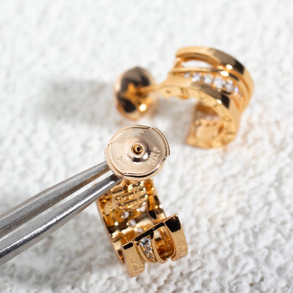 [⭐Clover Jewelry]ZERO 1 PINK GOLD DIAMONDS EARRINGS