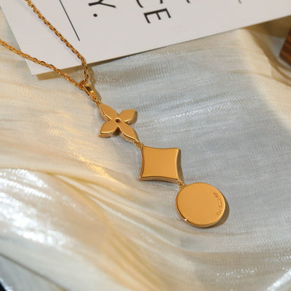 [⭐Clover Jewelry]STAR AND SUN DIAMOND PINK GOLD NECKLACE