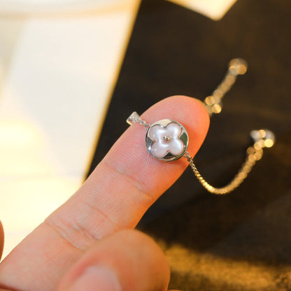 [⭐Clover Jewelry]SUN MOTIF PINK MOP SILVER BRACELET