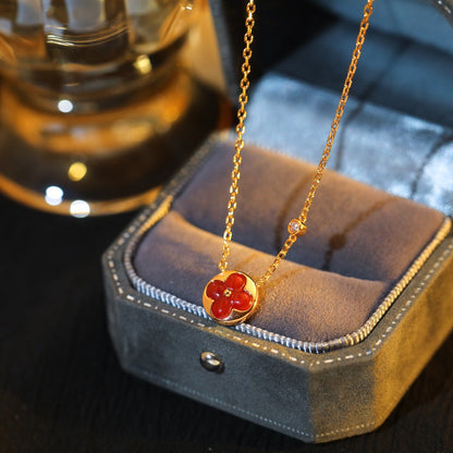 [⭐Clover Jewelry]SUN PEDANT PINK GOLD 1 DIAMOND NECKLACE