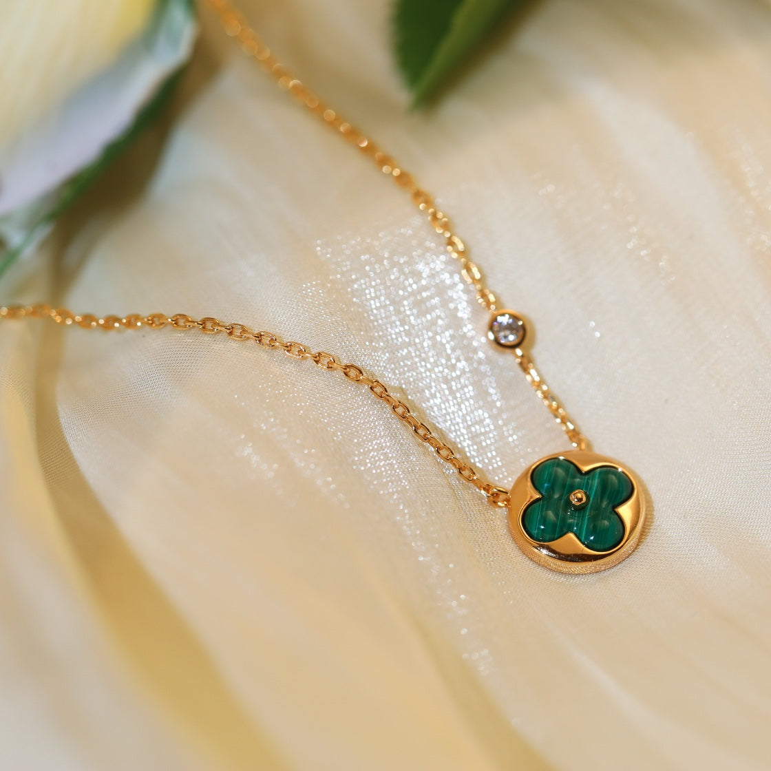 [⭐Clover Jewelry]SUN PEDANT PINK GOLD 1 DIAMOND NECKLACE