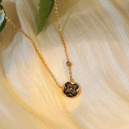 [⭐Clover Jewelry]SUN PEDANT PINK GOLD 1 DIAMOND NECKLACE