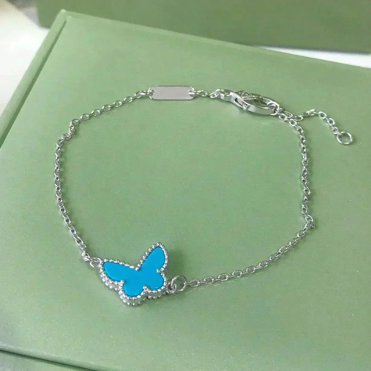 [⭐Clover Jewelry]BUTTERFLY TURQUOISE BUTTERFLY BRACELET SILVER