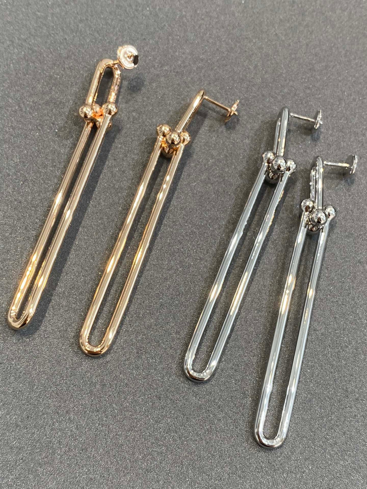 [Clover Jewelry]HARDWEAR DOUBLE LONG LINK EARRINGS