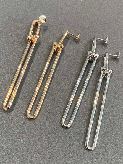[Clover Jewelry]HARDWEAR DOUBLE LONG LINK EARRINGS