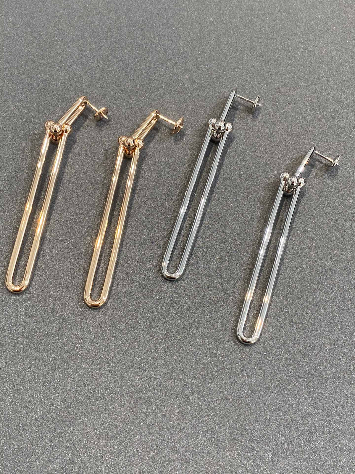 [Clover Jewelry]HARDWEAR DOUBLE LONG LINK EARRINGS