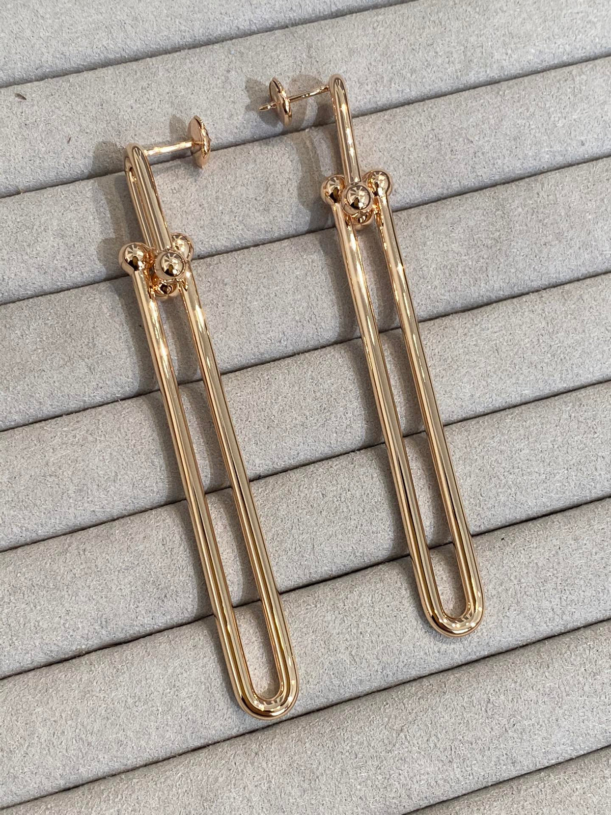 [Clover Jewelry]HARDWEAR DOUBLE LONG LINK EARRINGS