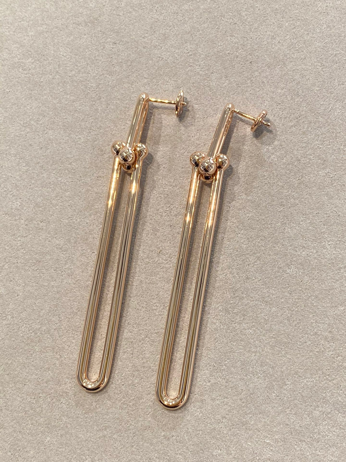 [Clover Jewelry]HARDWEAR DOUBLE LONG LINK EARRINGS