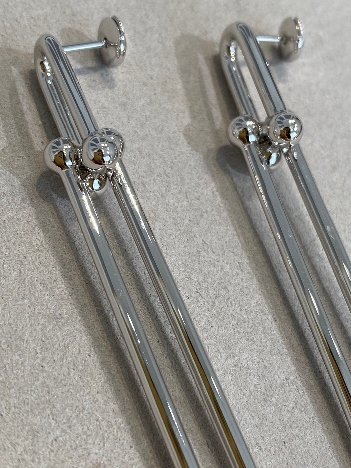 [Clover Jewelry]HARDWEAR DOUBLE LONG LINK EARRINGS