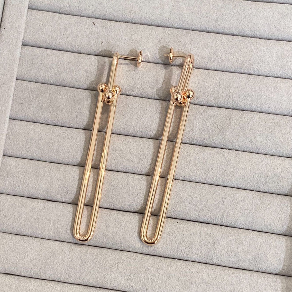 [Clover Jewelry]HARDWEAR DOUBLE LONG LINK EARRINGS