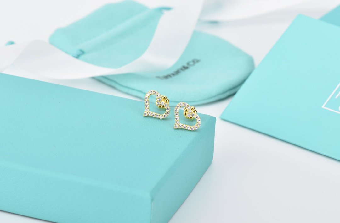 [Clover Jewelry]OPEN HEART STUD DIAMOND EARRINGS