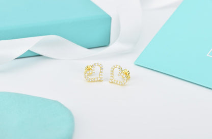 [Clover Jewelry]OPEN HEART STUD DIAMOND EARRINGS
