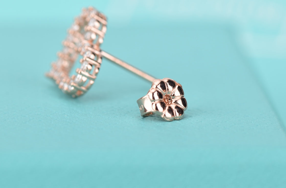 [Clover Jewelry]OPEN HEART STUD DIAMOND EARRINGS