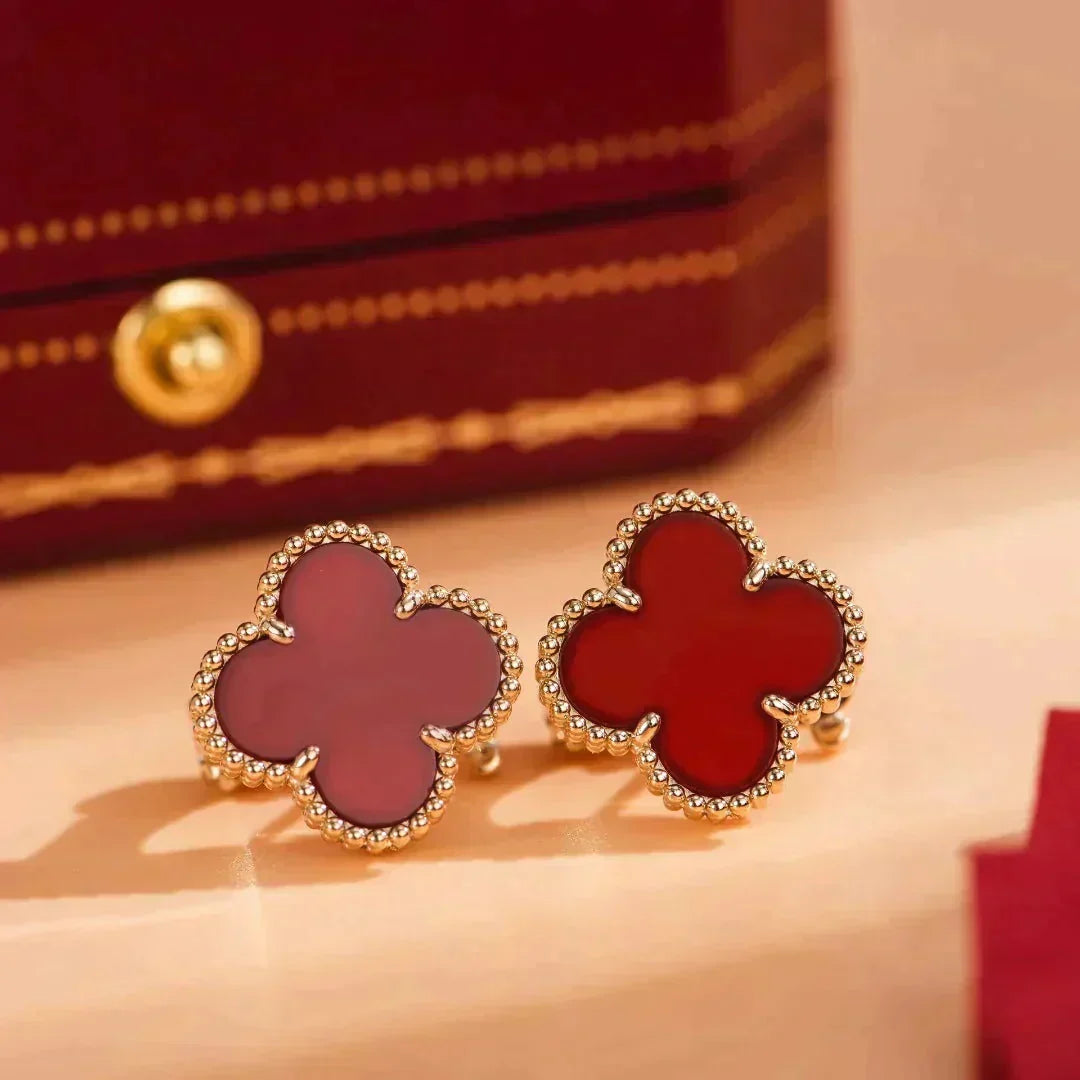 [⭐Clover Jewelry]CLOVER MEDIUM 1 MOTIFS CARNELIAN  EARRINGS