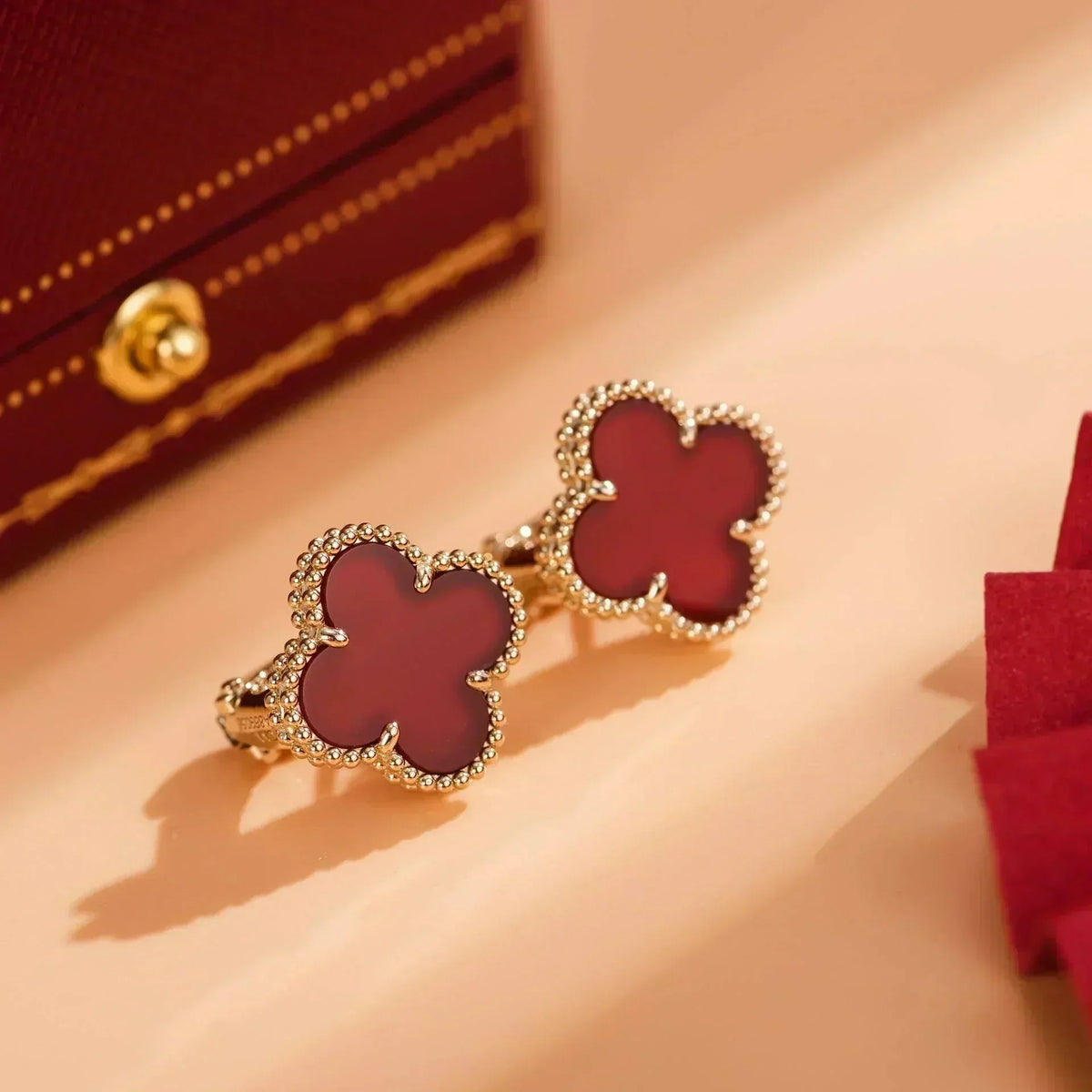 [⭐Clover Jewelry]CLOVER MEDIUM 1 MOTIFS CARNELIAN  EARRINGS