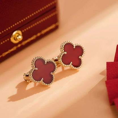 [⭐Clover Jewelry]CLOVER MEDIUM 1 MOTIFS CARNELIAN  EARRINGS