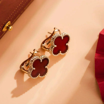 [⭐Clover Jewelry]CLOVER MEDIUM 1 MOTIFS CARNELIAN  EARRINGS