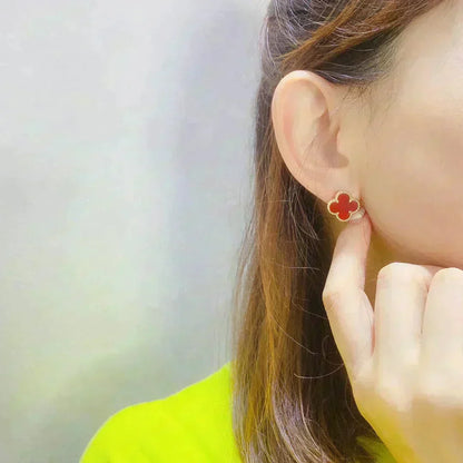 [⭐Clover Jewelry]CLOVER MEDIUM 1 MOTIFS CARNELIAN  EARRINGS